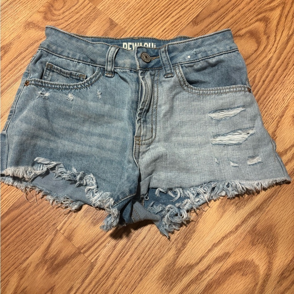 Woman’s Rewash super high rise vintage reunion Blue Distressed Women's Shorts 0